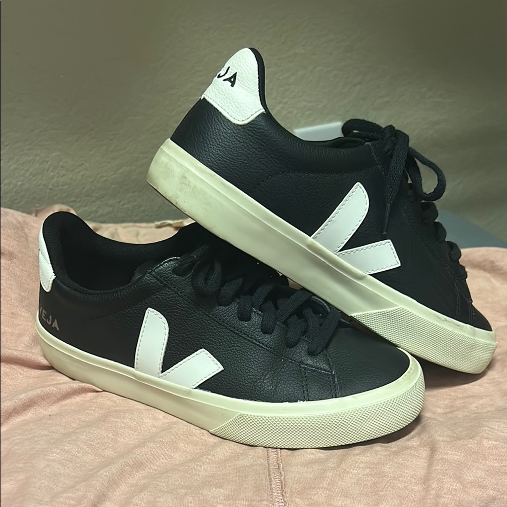Veja Black and White Low-Top Sneakers